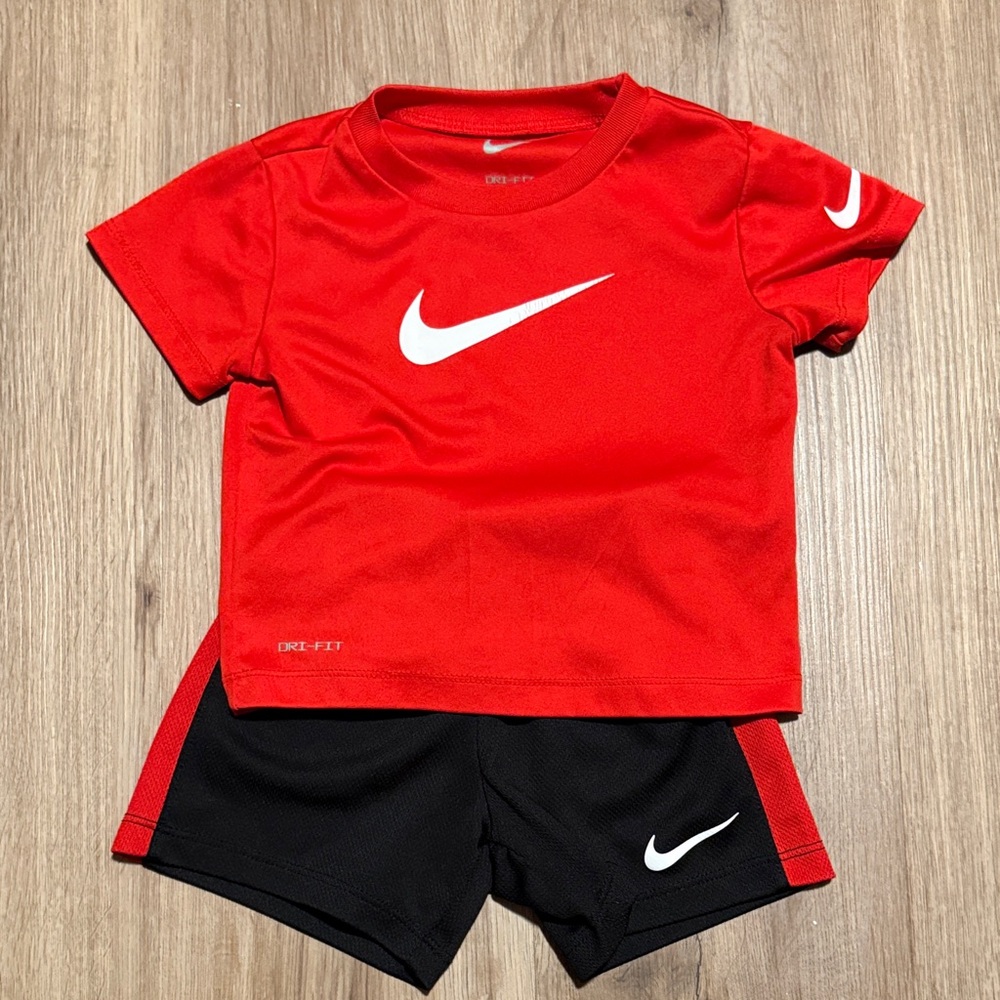 Nike Red Dri-FIT Athletic Tee & Black Shorts Set